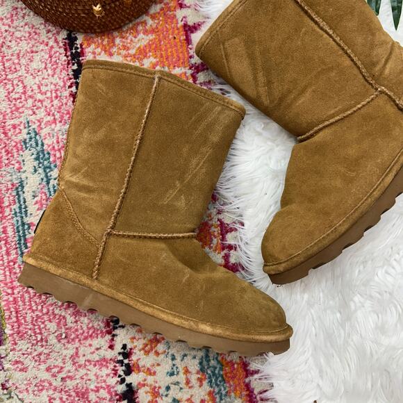BearPaw Brown Tan Suede Short Wide Hickory Boot 10 Winter - Picture 2 of 9